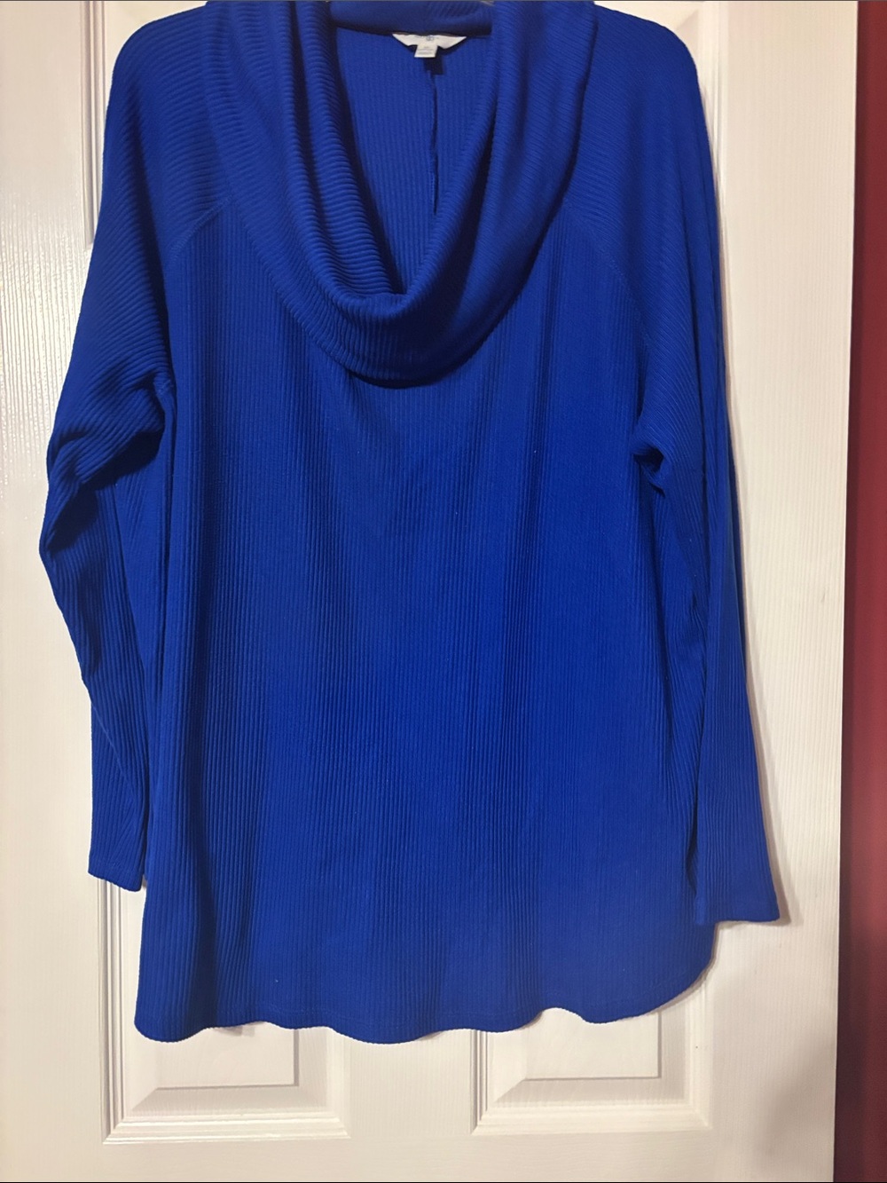 Terra & Sky Ribbed Knit Top in Royal Blue 2x (20w-22w)